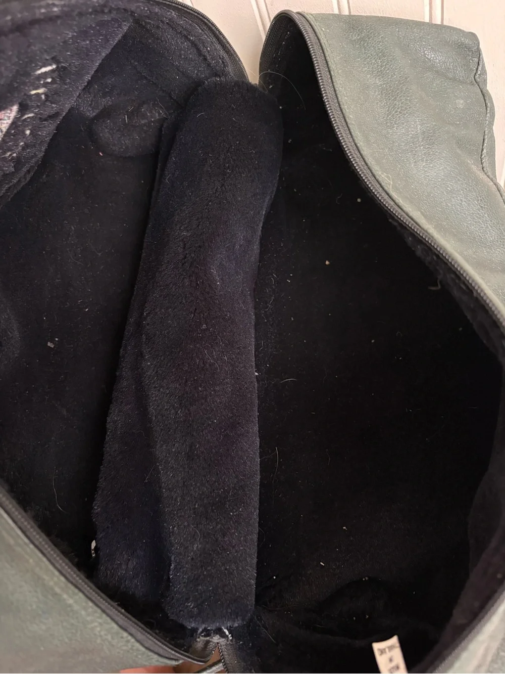 Vintage Golf Shoes Travel Bag Green Faux Leather & Black Velour VTG Grandpacore